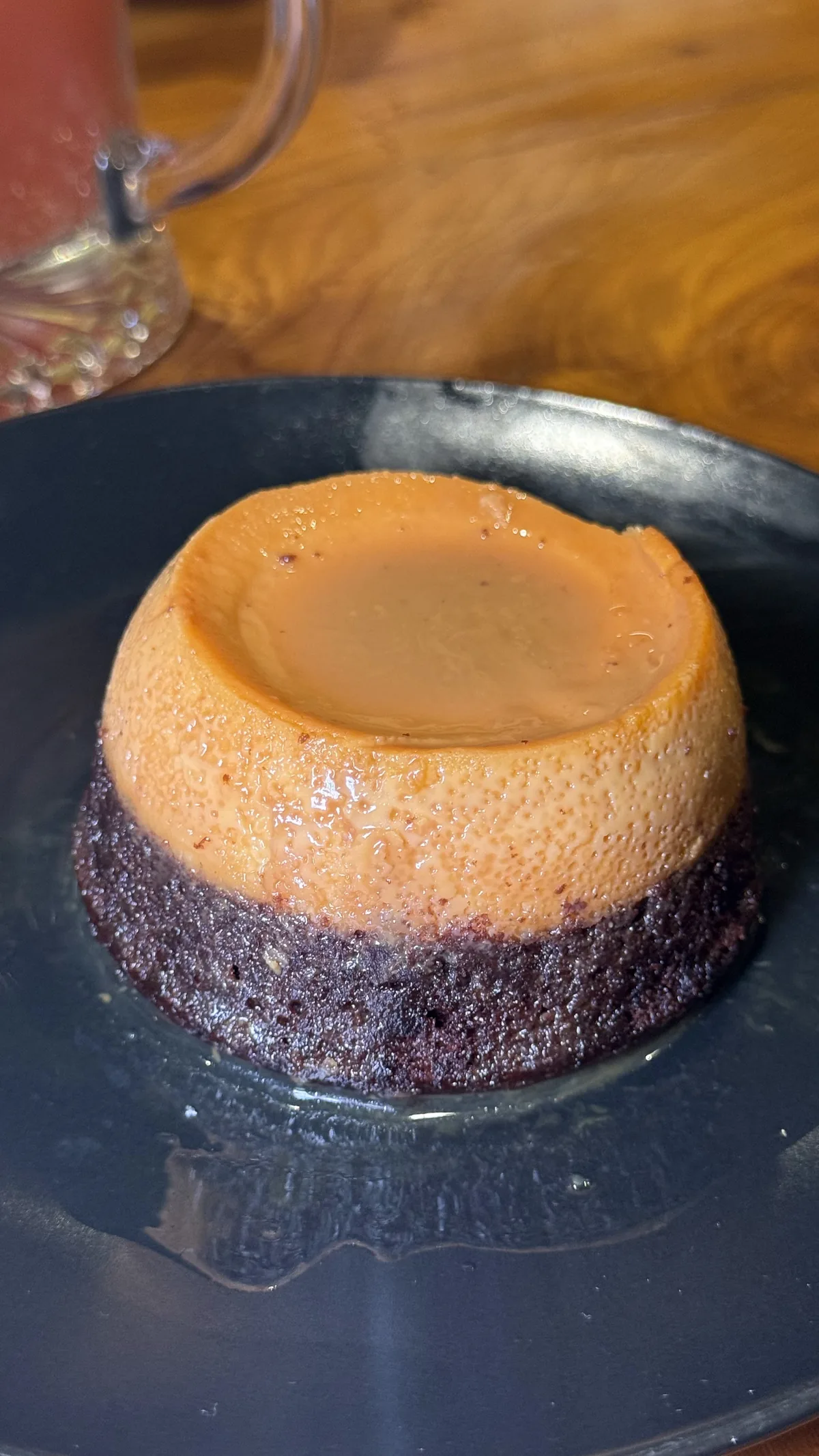 Flan dessert at Che Taco Valencia